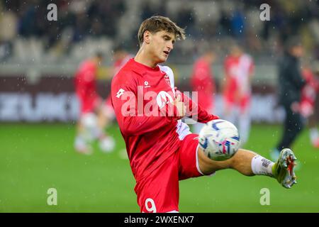 Lorenzo Colombo während des Spiels der Serie A zwischen dem FC Turin und dem AC Monza am 30. März 2024 im Olympischen Stadion Grande Torino in Turin. Stockfoto