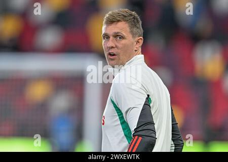 Darren Fletcher während des Premier League-Spiels Brentford gegen Manchester United im Gtech Community Stadium, London, Großbritannien, 30. März 2024 (Foto: Cody Froggatt/News Images) Stockfoto