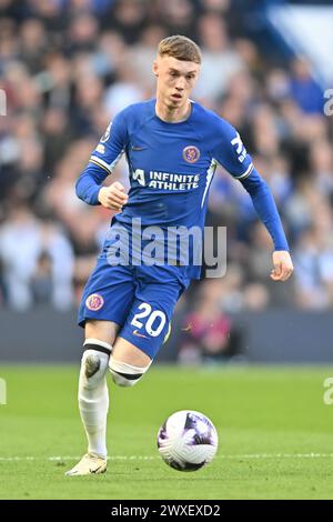 London, Großbritannien. 30. März 2024. Cole Palmer (20 Chelsea) tritt am Samstag, den 30. März 2024, beim Premier League-Spiel zwischen Chelsea und Burnley in Stamford Bridge in London an. (Foto: Kevin Hodgson | MI News) Credit: MI News & Sport /Alamy Live News Stockfoto