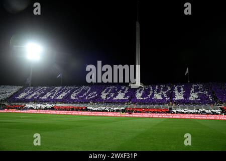 Florenz, Italien. 30. März 2024. Fiorentina-Fans beim Spiel der Serie A Tim zwischen Fiorentina und Mailand - Serie A TIM im Artemio Franchi Stadion - Sport, Fußball - Florenz, Italien - Sonntag, 30. März 2024 (Foto: Massimo Paolone/LaPresse) Credit: LaPresse/Alamy Live News Stockfoto