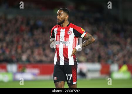 London, Großbritannien. 30. März 2024. London, 30. März 2024: Ivan Toney aus Brentford während des Premier League-Spiels zwischen Brentford und Manchester United im GTECH Community Stadium am 30. März 2024 in London. (Pedro Soares/SPP) Credit: SPP Sport Press Photo. /Alamy Live News Stockfoto
