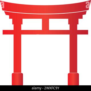 Torii-Gate-Symbol, Symbol der japanischen Zivilisation, Konstruktionsvorlage für Vektorzeichnungen Stock Vektor