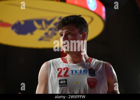 Varese, Italien. 30. März 2024. Sean McDermott (Openjobmetis Varese) während Openjobmetis Varese vs Germani Brescia, Italian Basketball Series A Match in Varese, Italien, März 30 2024 Credit: Independent Photo Agency/Alamy Live News Stockfoto