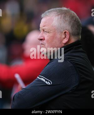 Bramall Lane, Sheffield, Großbritannien. 30. März 2024. Premier League Football, Sheffield United gegen Fulham; Sheffield United Head Coach Chris Wilder Credit: Action Plus Sports/Alamy Live News Stockfoto