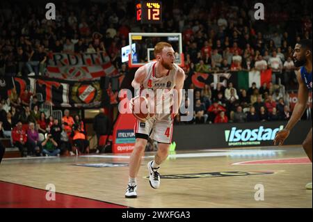 Varese, Italien. 30. März 2024. Niccolo Mannion (Openjobmetis Varese) während Openjobmetis Varese vs Germani Brescia, italienische Basketball Serie A Match in Varese, Italien, März 30 2024 Credit: Independent Photo Agency/Alamy Live News Stockfoto