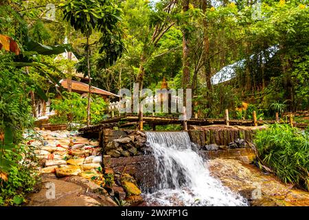 Wunderschöner Wasserfall auf dem Doi Suthep Wanderweg Wat Pha Lat im tropischen Dschungel Naturwald in Chiang Mai Amphoe Mueang Chiang Mai Thailand in Southea Stockfoto