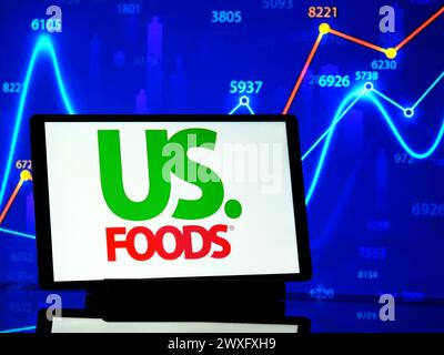 Deutschland. 30. März 2024. In dieser Abbildung ist das US Foods Holding Logo auf einem Tablet zu sehen. Quelle: SOPA Images Limited/Alamy Live News Stockfoto