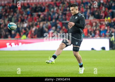 Limerick, Irland. 30. März 2024. Ellis Jenkins von Cardiff während des Spiels der United Rugby Championship Runde 13 zwischen Munster Rugby und Cardiff Rugby im Thomond Park in Limerick, Irland am 30. März 2024 (Foto: Andrew Surma/ Credit: SIPA USA/Alamy Live News Stockfoto