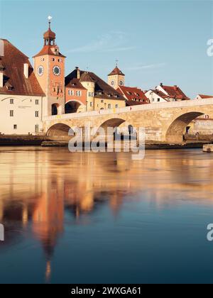 Regensburg, Bayern, Deutschland, Steinerne Brücke Stockfoto