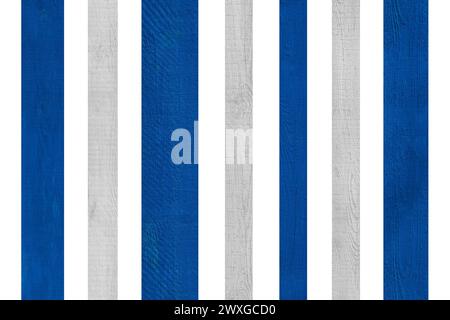 Blauer Und Grauer Hölzerner Zaun Streifen Line Boards Isoliert Auf Weißem Hintergrund. Stockfoto