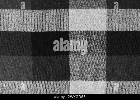 Kariertes Schwarz Weiß Grau Stoff Textur Tischdecke Textur Hintergrund Abstraktes Muster Picknick Vintage Gingham Kariert. Stockfoto