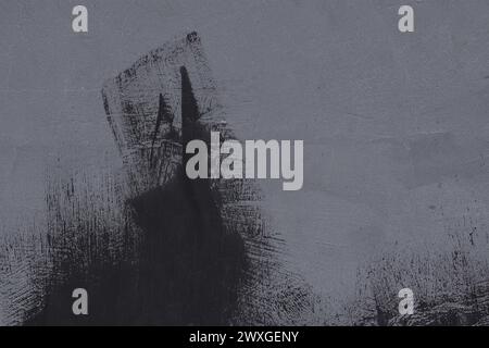 Dunkelblau Schwarz Pinselstriche Abstraktes Design Muster Wand Text Leere Raum Hintergrund Leere Vorlage Grau. Stockfoto