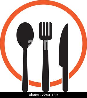 Löffel, Gabel, Messer Symbol Vektor Illustration Logo Design Stock Vektor