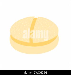 Burger Panini-Brötchen-Ikone im flachen Cartoon-Stil. Vektorillustration isoliert auf weißem Hintergrund. Für Menü, Poster, Infografik, Restaurant. Stock Vektor