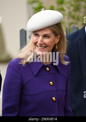 Windsor, Großbritannien. März 31 2024. Sophie Duchess of Edinburgh besuchte am Ostersonntag den Ostermattinsdienst in der St. GeorgeÕs Chapel auf Windsor Castle. Quelle: Doug Peters/EMPICS/Alamy Live News Stockfoto