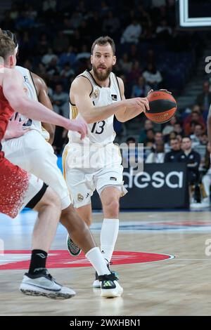 Sergio Rodríguez von Real Madrid im Spiel der ACB League zwischen Real Madrid und BAXI Manresa im Wizink Center am 31. März 2024 in Madrid, Stockfoto