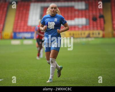 London, Großbritannien. 31. März 2024. London, England, März 31 2024: Charlie Devlin (23 Birmingham City) während des FA Womens Championship-Spiels zwischen Charlton Athletic und Birmingham City im Valley in London, England. (Jay Patel/SPP) Credit: SPP Sport Press Photo. /Alamy Live News Stockfoto