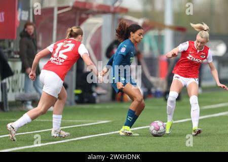 Wijdewormer, Niederlande. 31. März 2024. WIJDEWORMER, NIEDERLANDE - MÄRZ 31: Nina Nijstad von PSV während des niederländischen Azerion Women's Eredivisie Matches zwischen AZ Alkmaar und PSV im AFAS Trainingskomplex am 31. März 2024 in Wijdewormer, Niederlande. (Foto von Gerard Spaans/Orange Pictures) Credit: Orange Pics BV/Alamy Live News Stockfoto