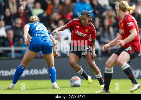 Leigh, Großbritannien. 31. März 2024. Geyse beim Spiel der Barclays Women’s Super League zwischen Manchester United und Everton im Leigh Sports Village Credit: Ryan Asman/auf ihrer Seite Stockfoto