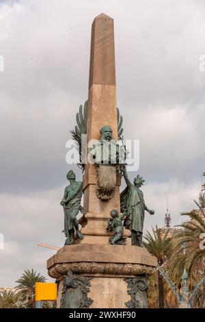 Barcelona, Spanien - 10. FEBRUAR 2022: Monument von Rius und Taulet im Parc Ciutadella, gewidmet Francesc de Paula Rius i Taulet, der der war Stockfoto