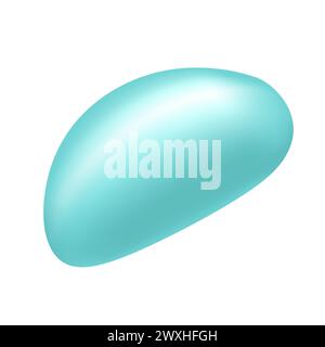 Süße 3D-Süßigkeiten, blaue Jelly-Bohnen mit weichem Glitzer-Lichteffekt-Vektor-Illustration Stock Vektor