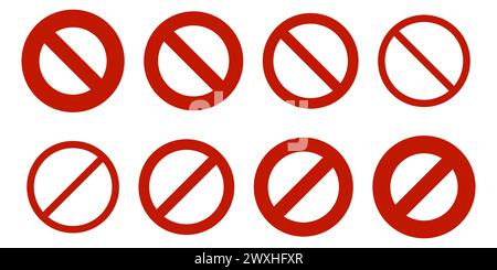 Strikte Verbote und Vorschriften Schilder, verbotene Zeichen Symbol Set Vektor Illustration. Stock Vektor