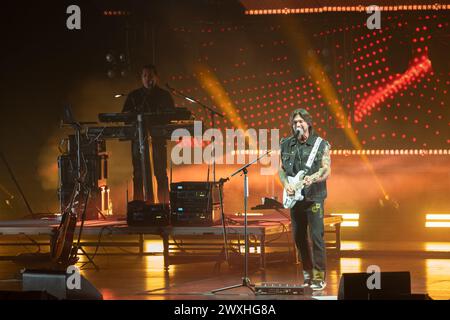 Hollywood, USA. 30. März 2024. Juanes tritt am 30. März 2024 in Hollywood auf. Diese Vorstellung war der letzte Abend seiner Nordamerika-Tour. (Foto: Geoffrey Clowes/SIPA USA) Credit: SIPA USA/Alamy Live News Stockfoto