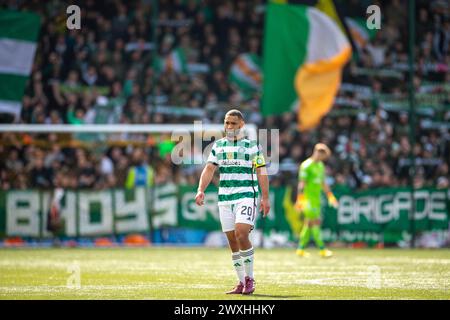 Almondvale Stadium, Livingston, Schottland. 31. März 2024; 31. März 2024; Almondvale Stadium, Livingston, Schottland: Scottish Premiership Football, Livingston versus Celtic; Cameron Carter-Vickers of Celtic Stockfoto