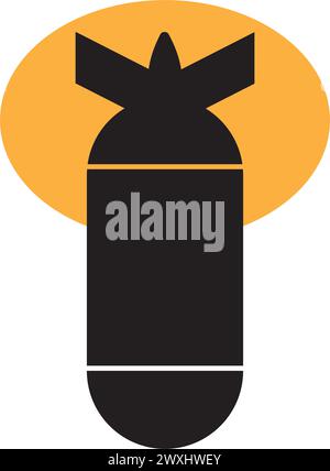 Bombensymbol. Luftbombe, Symbol für Krieg, Bombardierung oder Explosion Stock Vektor