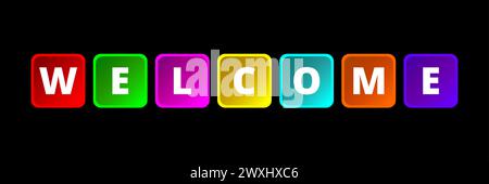 Willkommen. Wörter öffnen. Grußkarte. Texteffekt. Retro-STYLE. Vektordesign. Stock Vektor