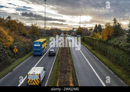 Finglas Road, N2 im Herbst. Dublin. Irland. Stockfoto