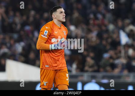 Rom, Italie. 30. März 2024. Christos Mandas Torhüter von Latium feiert Adam Marusic beim italienischen Meisterschaftsspiel Serie A zwischen SS Lazio und Juventus FC am 30. März 2024 im Stadio Olimpico in Rom, Italien - Foto Federico Proietti/DPPI Credit: DPPI Media/Alamy Live News Stockfoto