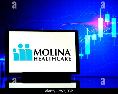 In dieser Abbildung ist das Logo von Molina Healthcare Inc auf einem Tablet zu sehen. Stockfoto