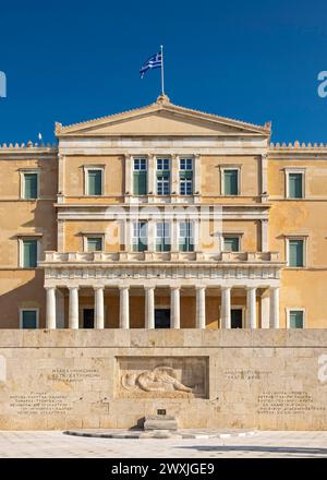 Hellenisches Parlamentsgebäude, Syntagma-Platz, Athen, Griechenland Stockfoto