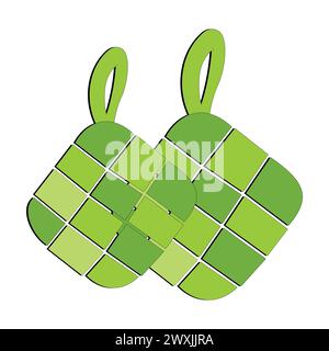 Vektor-Illustration von Ketupat, eine Eid-Tradition in Indonesien, hängende Ketupat-Vektor-Clip-Art-Icon für ramadan und Eid Al Fitr Dekorationselement Stock Vektor