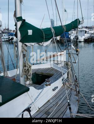 Suhaili - das Segelboot, mit dem Sir Robin Knox-Johnston 1969 das Weltweltrennen gewann Stockfoto