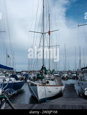 Suhaili - das Segelboot, mit dem Sir Robin Knox-Johnston 1969 das Weltweltrennen gewann Stockfoto