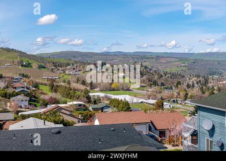 Der Blick auf die Landschaft von Dalles Oregon auf die Umgebung. Stockfoto