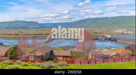 Der Blick auf die Landschaft von Dalles Oregon auf die Umgebung. Stockfoto