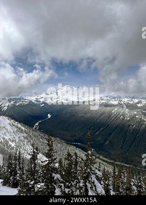 Bundesstaat Washington, USA. Blick auf Mt. Regen im Frühjahr. Stockfoto