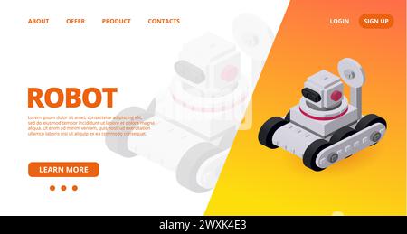 Webvorlage mit einem rover Roboter. Vektor Stock Vektor