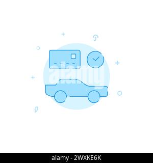 Vektorsymbol für Car-Sharing-Service. Flache Abbildung. Linienart ausgefüllt. Blaues Monochrom-Design. Bearbeitbare Kontur. Linienstärke anpassen. Stock Vektor