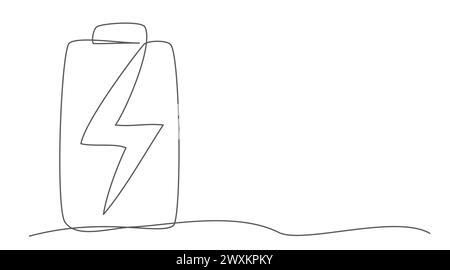 Batterie eine Zeilenzeichnung isoliert auf weißem Hintergrund Stock Vektor