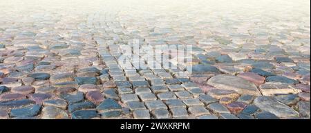 Die Textur von Steinpflasterziegeln Pflastersteine Hintergrund Stockfoto