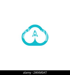 Design Des Rocket Cloud-Logos. Wolkensymbol Stock Vektor