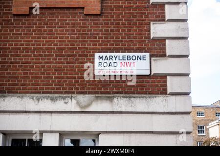 Marlebone Road NW1-Schild Stockfoto