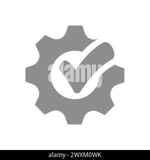 Benutzerdefiniertes Vektorsymbol. Häkchen und Zahnradsymbol. Stock Vektor
