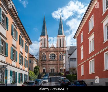 Bregenz, Österreich - 15. März 2024: Die Kirche des Heiligen Herzens Jesu, die Hauptstadt des österreichischen Vorarlbergs. Stockfoto