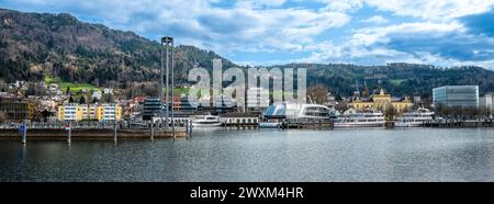 Bregenz, Österreich - 15. März 2024: Bregenz am Bodensee ist die Hauptstadt der österreichischen Region Vorarlberg. Stockfoto