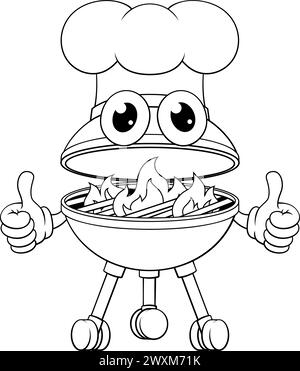 Barbecue Chef Cartoon Mascot Holzkohle Barbecue Person Stock Vektor